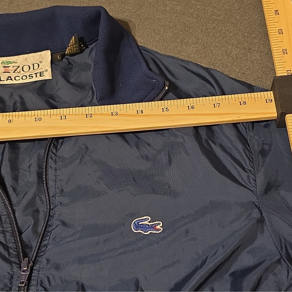 Izod Lacoste Blue Bomber Jacket Men's Size L Full Zip Stand-Up Collar Logo - Picture 2 of 16